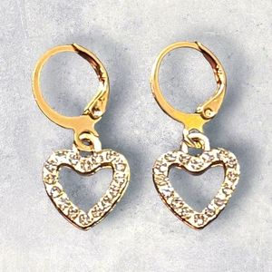 🛍️ Gold & Crystal Heart Cut Out Huggie Earrings